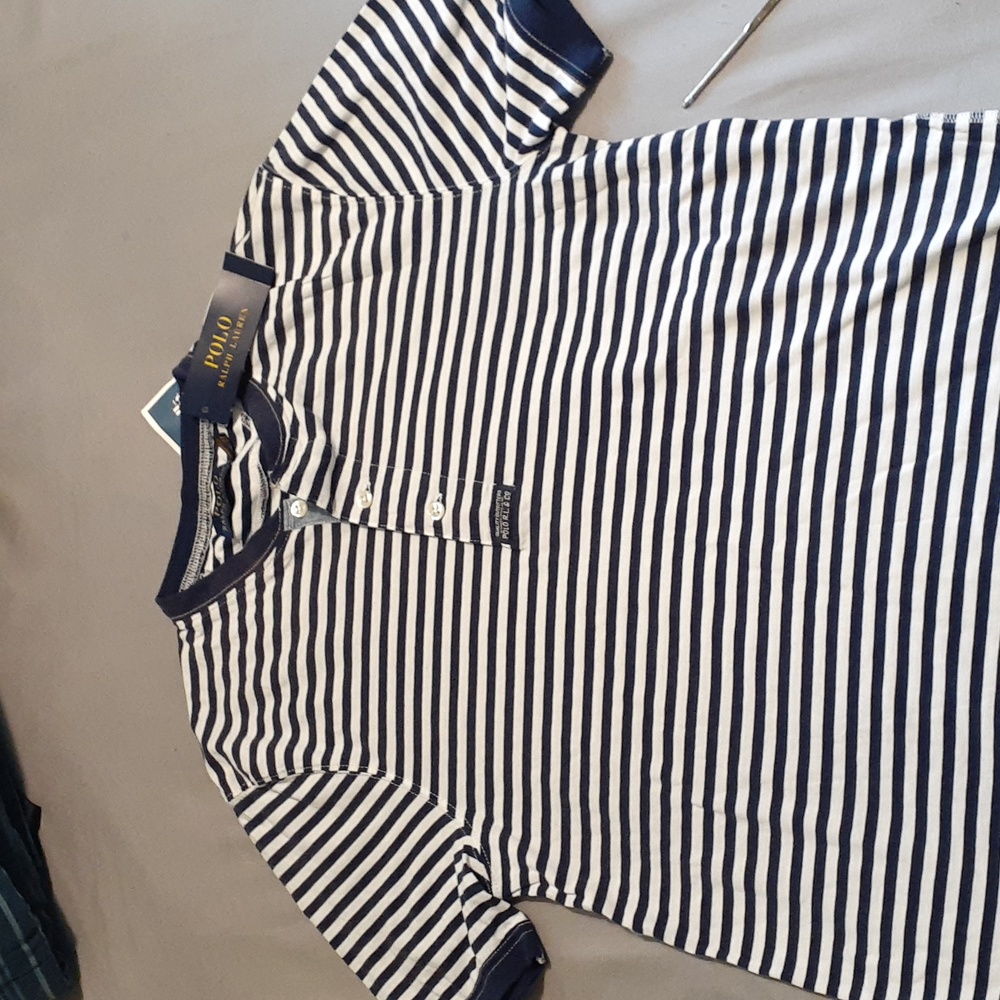 Navy/White Striped POLO